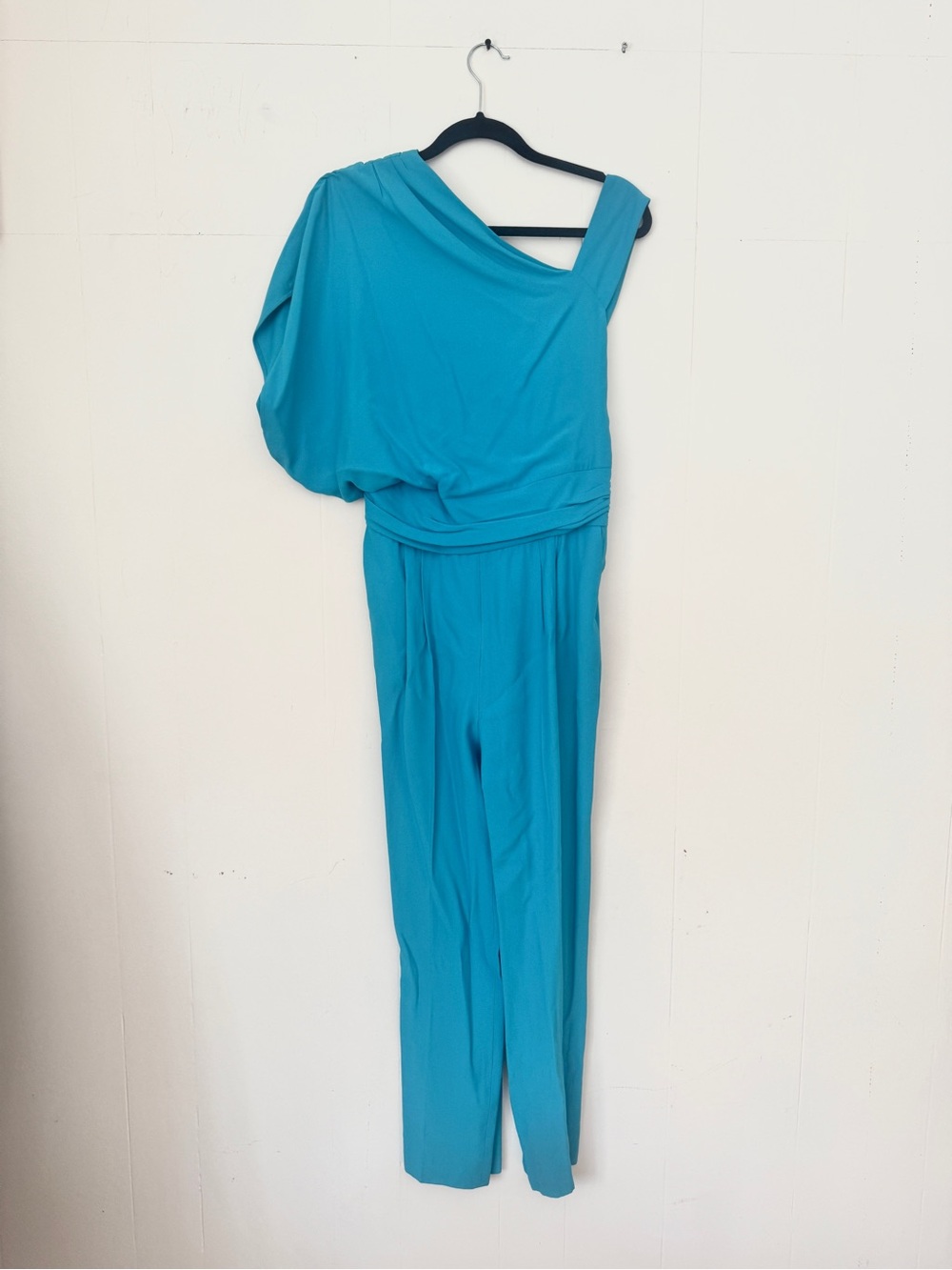 Escada 100% silk One-Shoulder Teal Jumpsuit